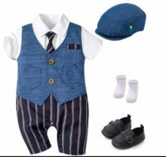 Infant Boy Baby Gentleman Outing Clothes One-Piece Suit Romper - Panjeribakery