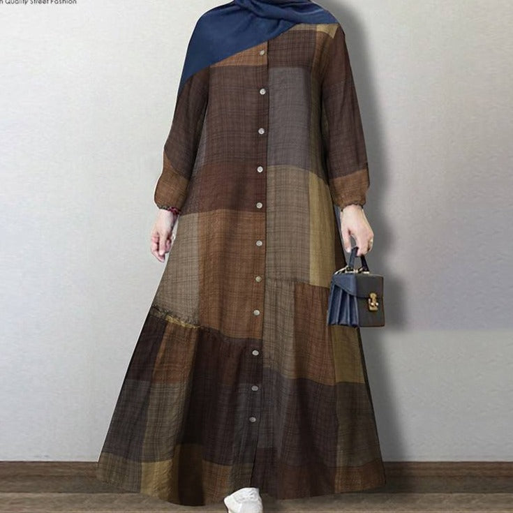 Plaid  Long Dress - Panjeribakery