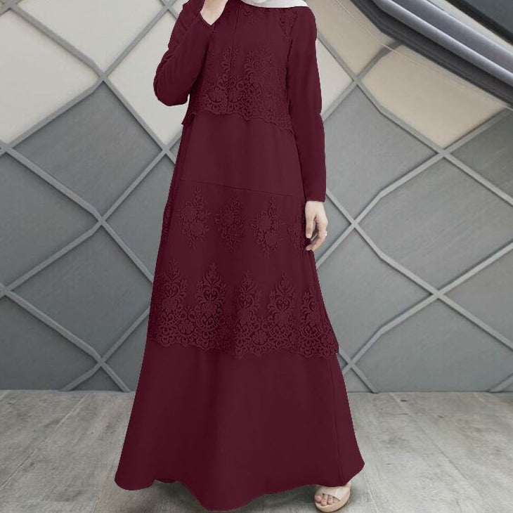 Elegant Crochet Laced Abaya - Panjeribakery