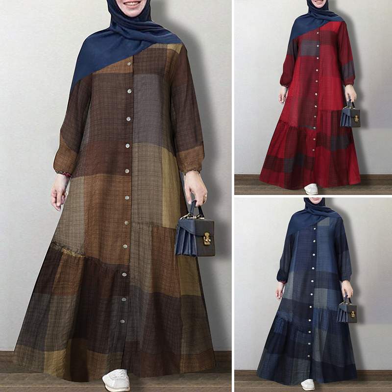 Plaid  Long Dress - Panjeribakery