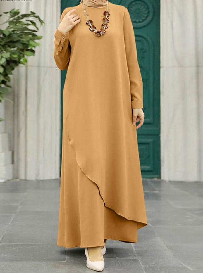 Long Sleeve Maxi Sundress Asymmetrical Robe - Panjeribakery
