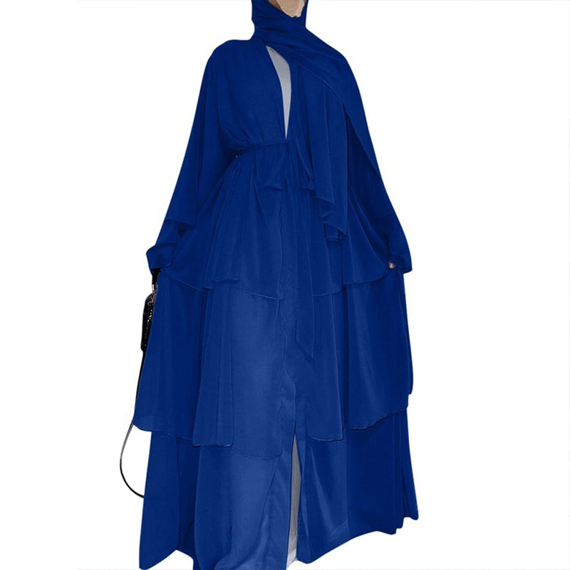 Chiffon Open Abaya Layered Robe - Panjeribakery