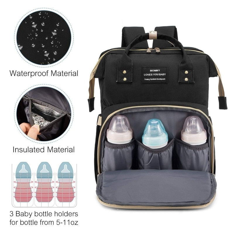 Foldable Baby Crib with Changing Pad Diaper Bag Backpack - Panjeribakery